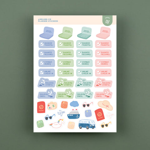 Travel - Colour-coded Planner Sticker Sheet