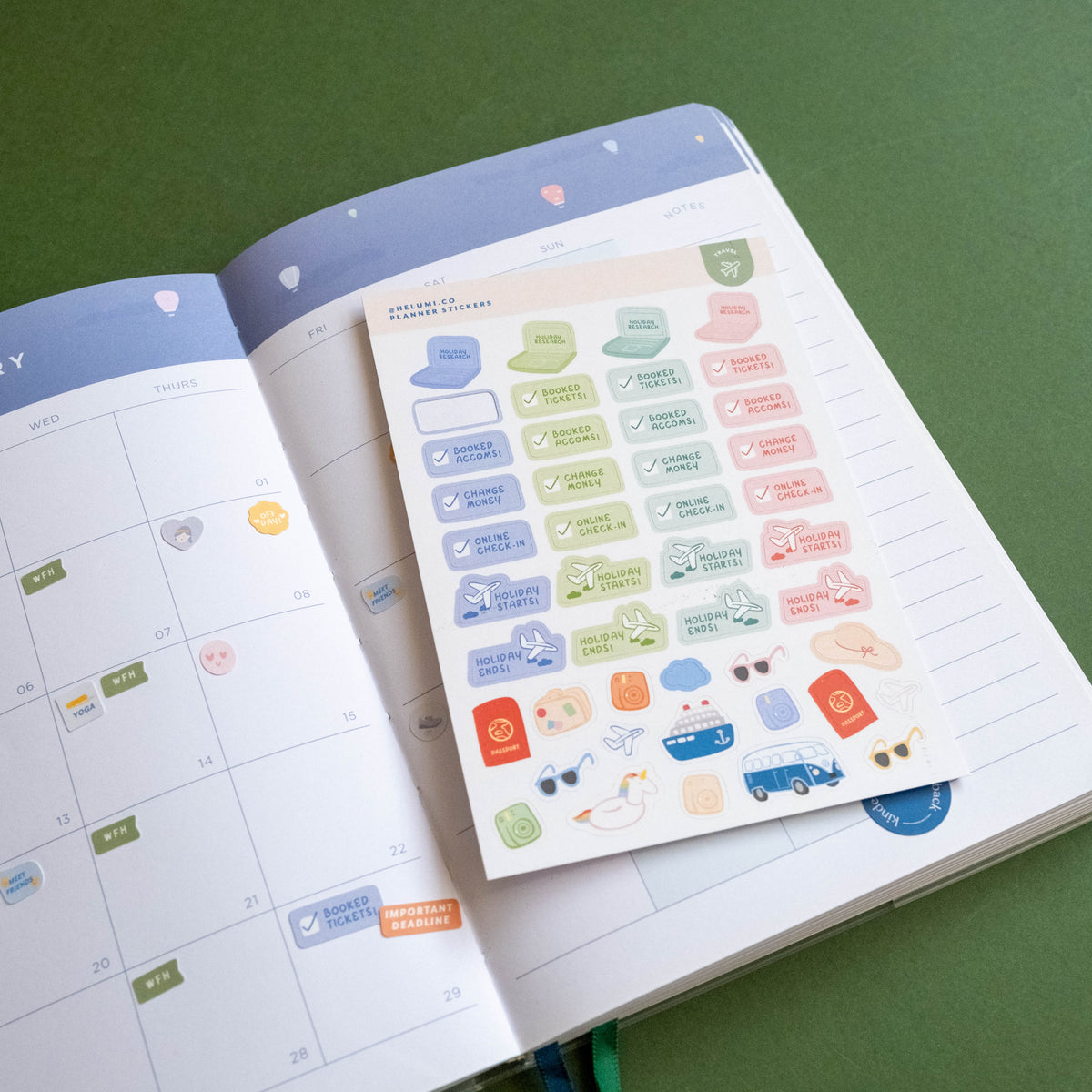 Travel - Colour-coded Planner Sticker Sheet