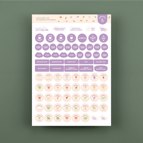 Pregnancy - Colour-coded Planner Sticker Sheet