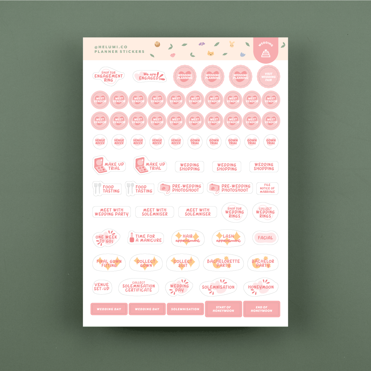 Wedding Planning - Colour-coded Planner Sticker Sheet