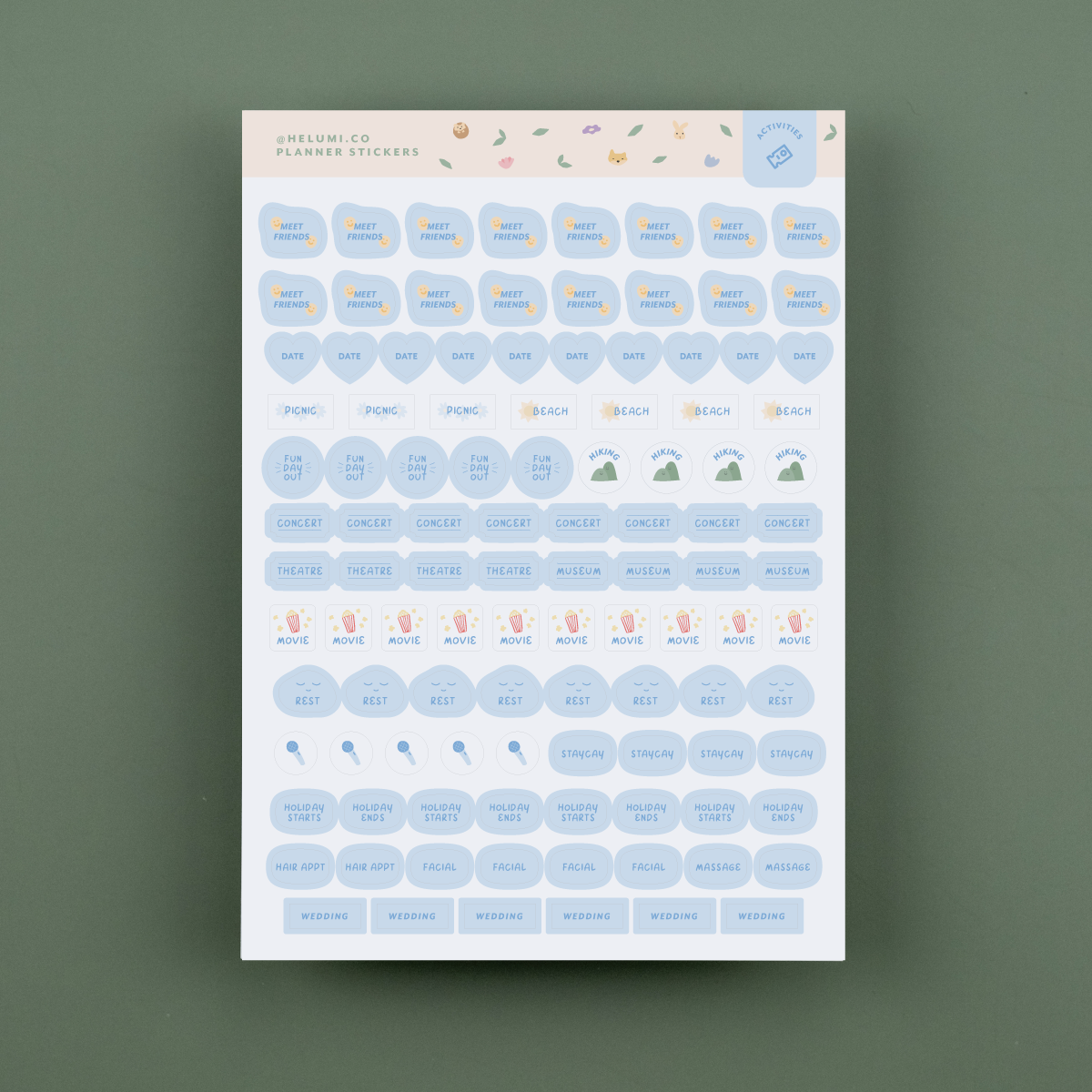 Activities - Colour-coded Planner Sticker Sheet