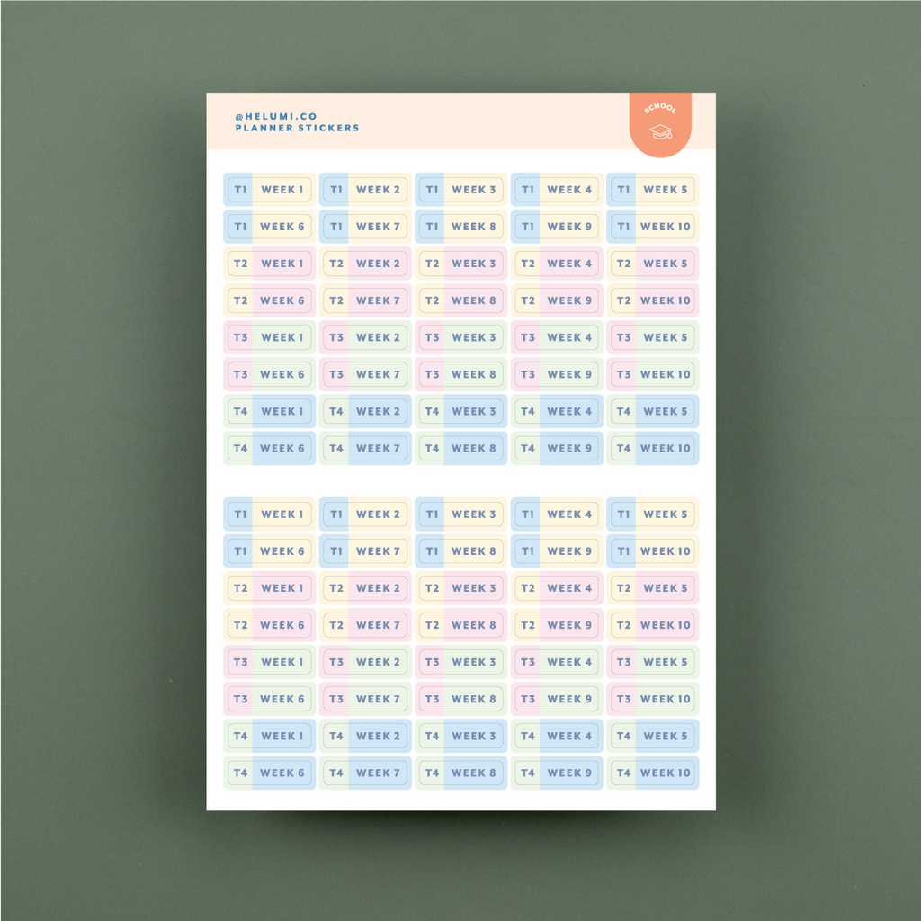 School - Colour-coded Planner Sticker Sheet