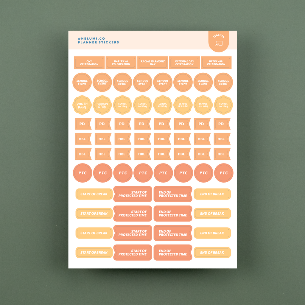 Teacher - Colour-coded Planner Sticker Sheet