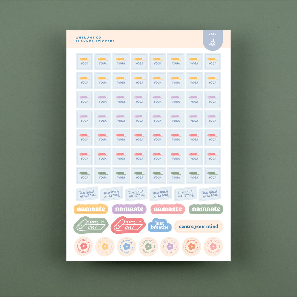 Yoga - Colour-coded Planner Sticker Sheet