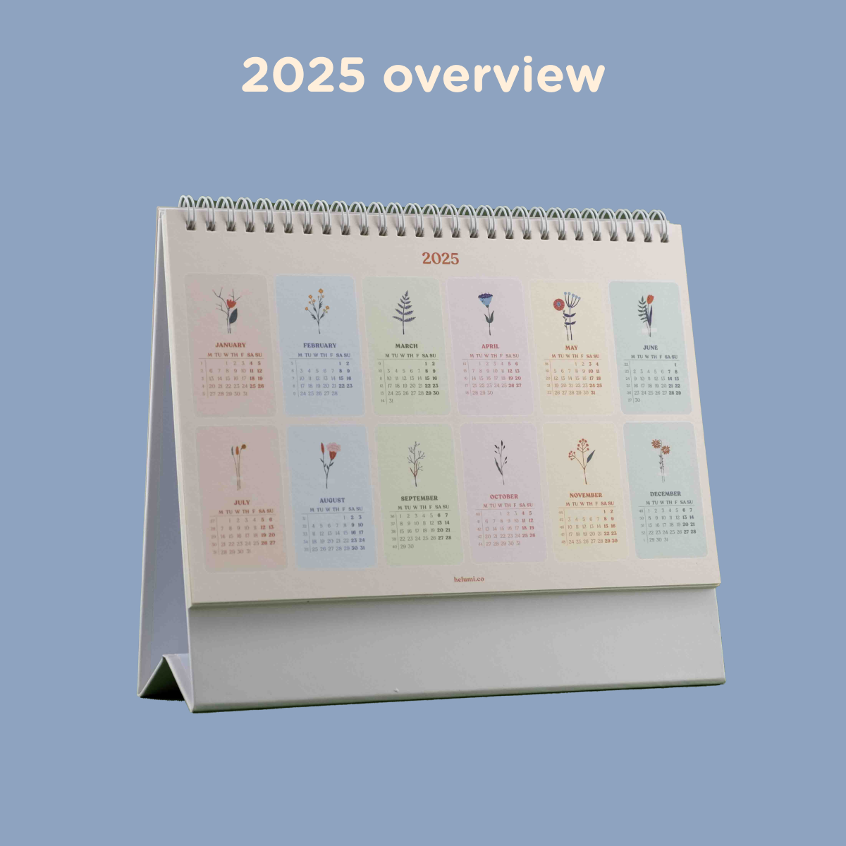 2025 Desk Calendar: Pastel florals