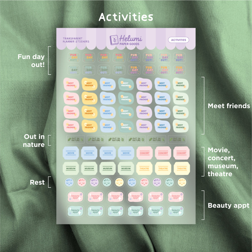 Activities sticker sheet
