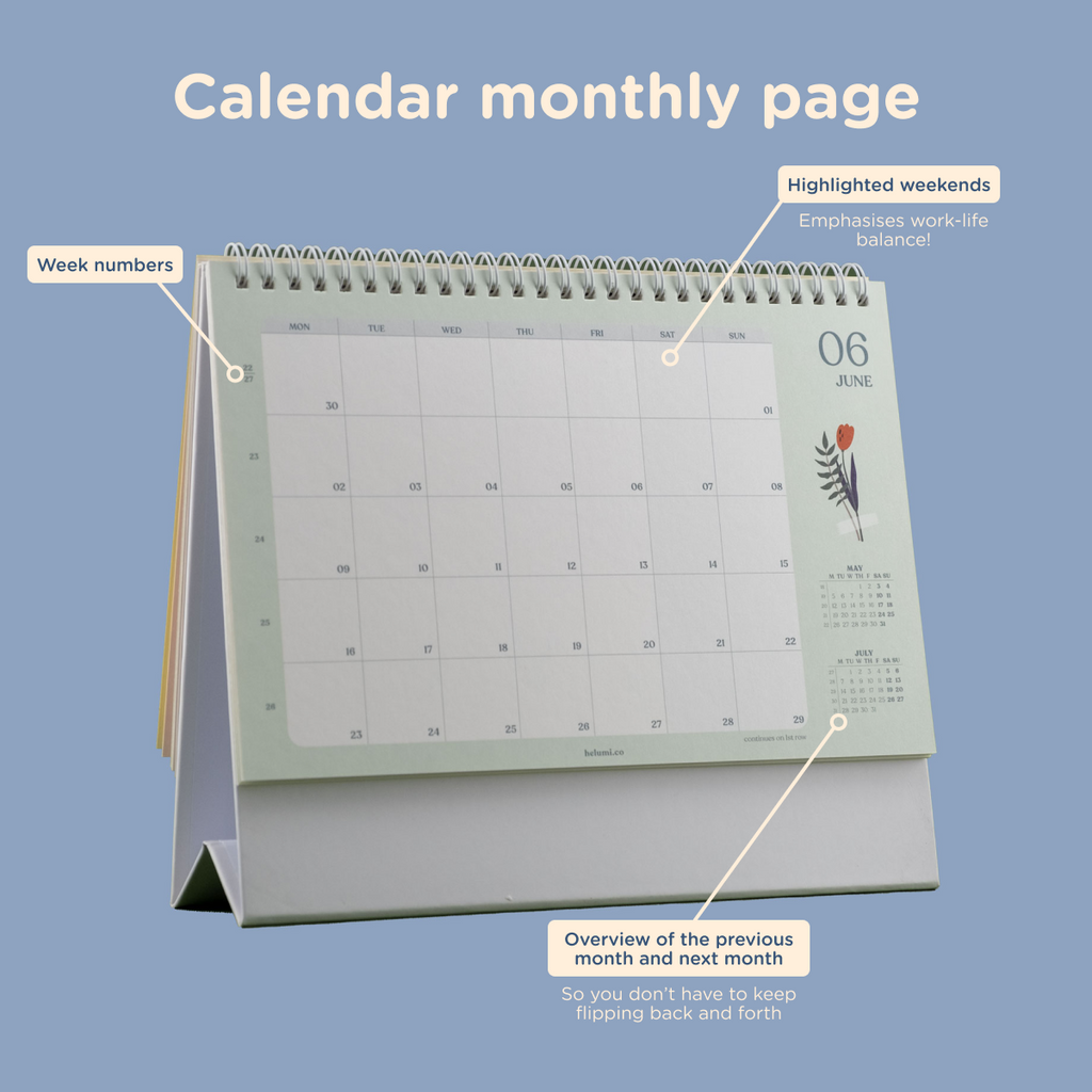 2025 Desk Calendar: Pastel florals