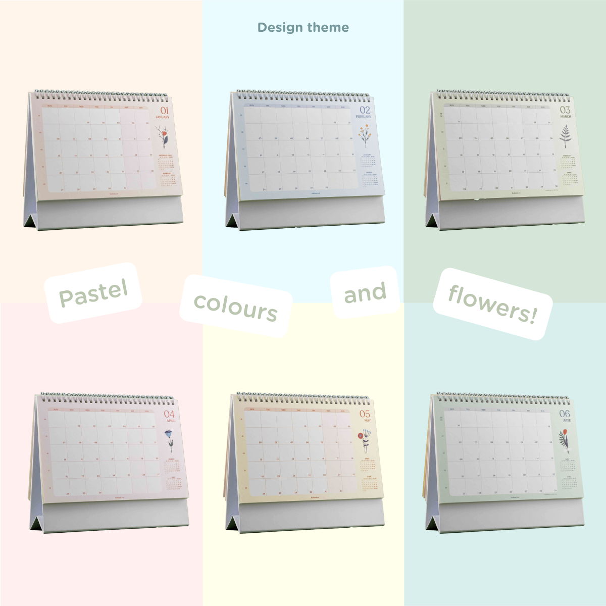 2025 Desk Calendar: Pastel florals