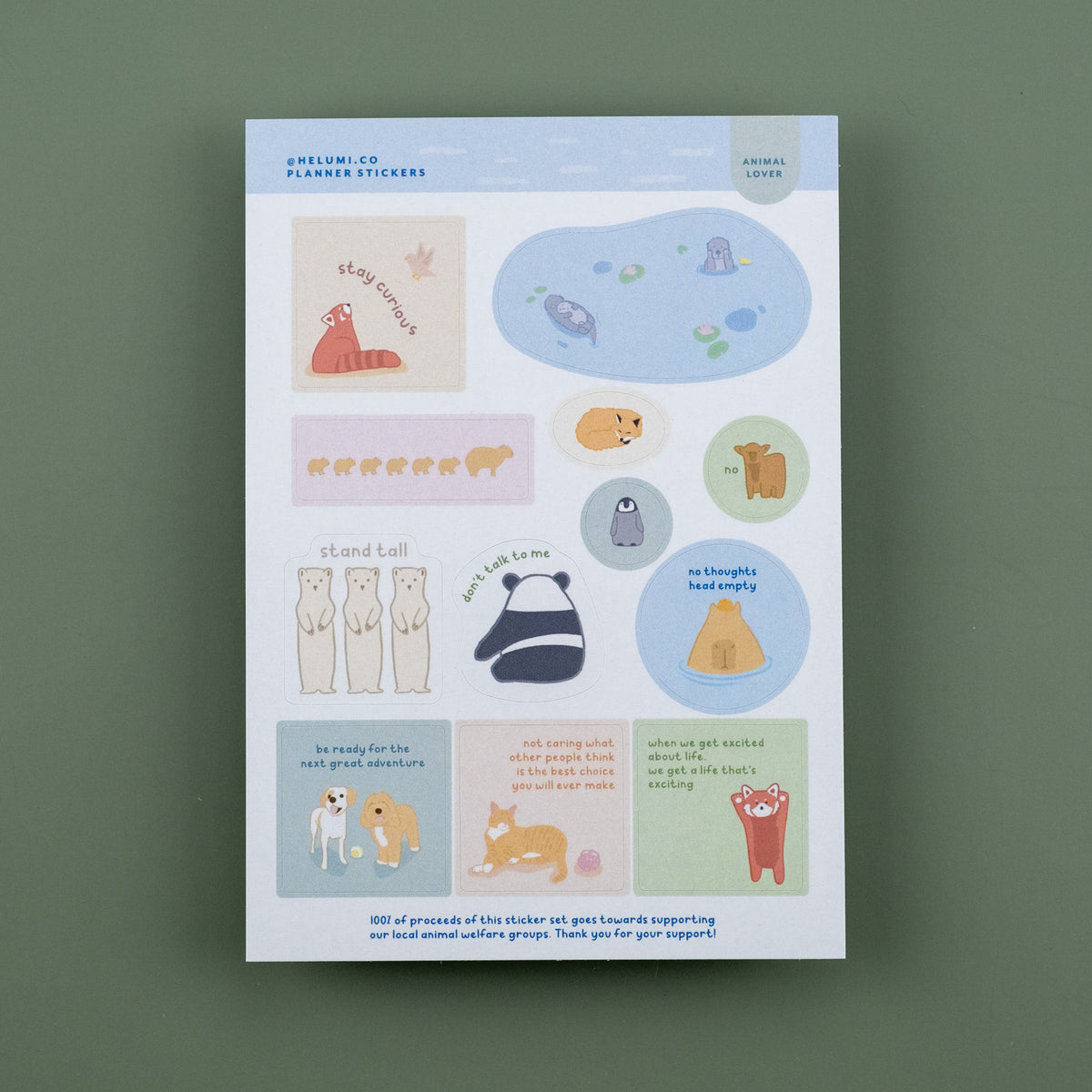 Animal Lover sticker set (5's) - 100% goes to animal welfare groups