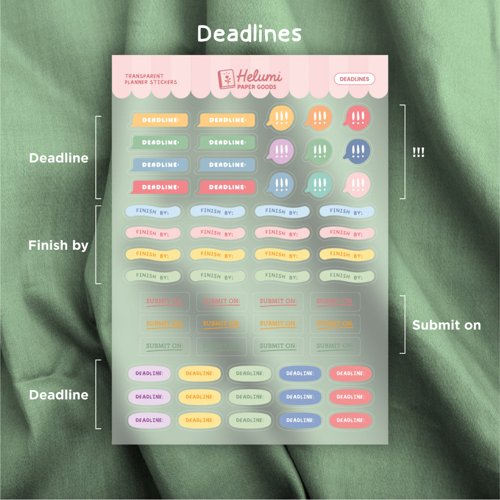 Deadlines sticker sheet