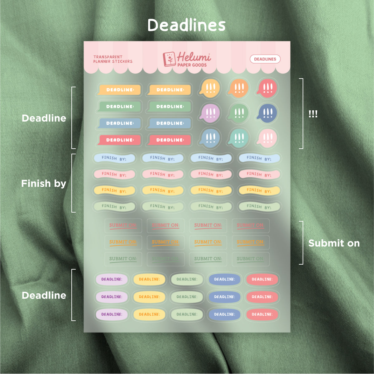 Deadlines sticker sheet