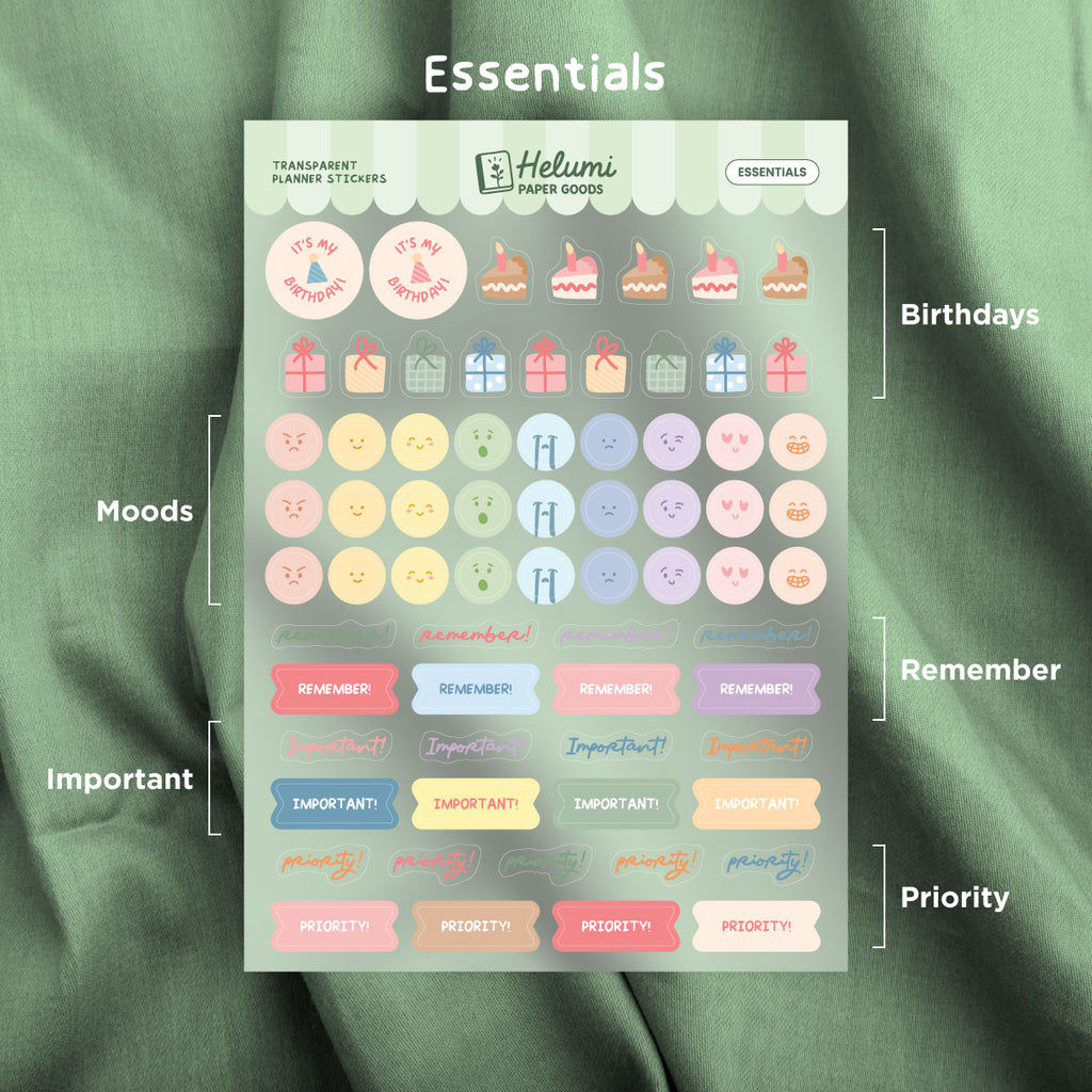 Essentials sticker sheet