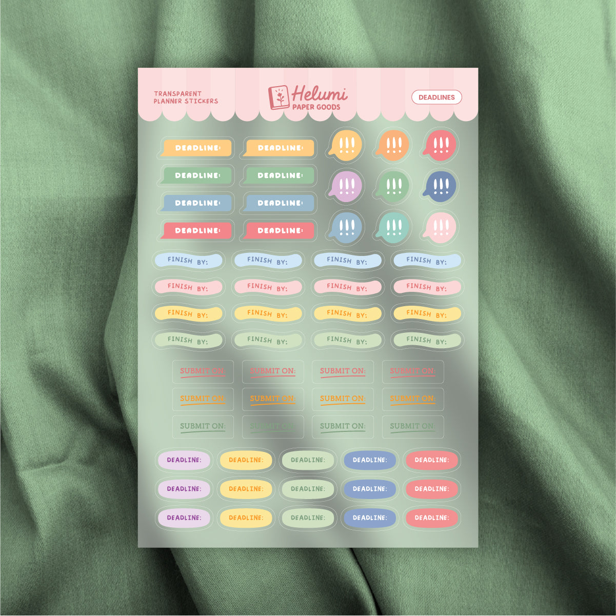 Deadlines sticker sheet