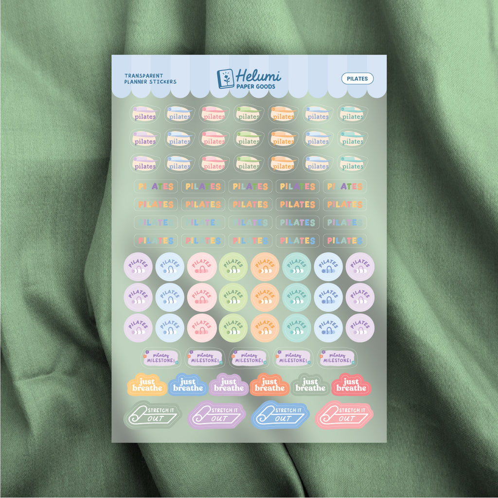 Pilates sticker sheet