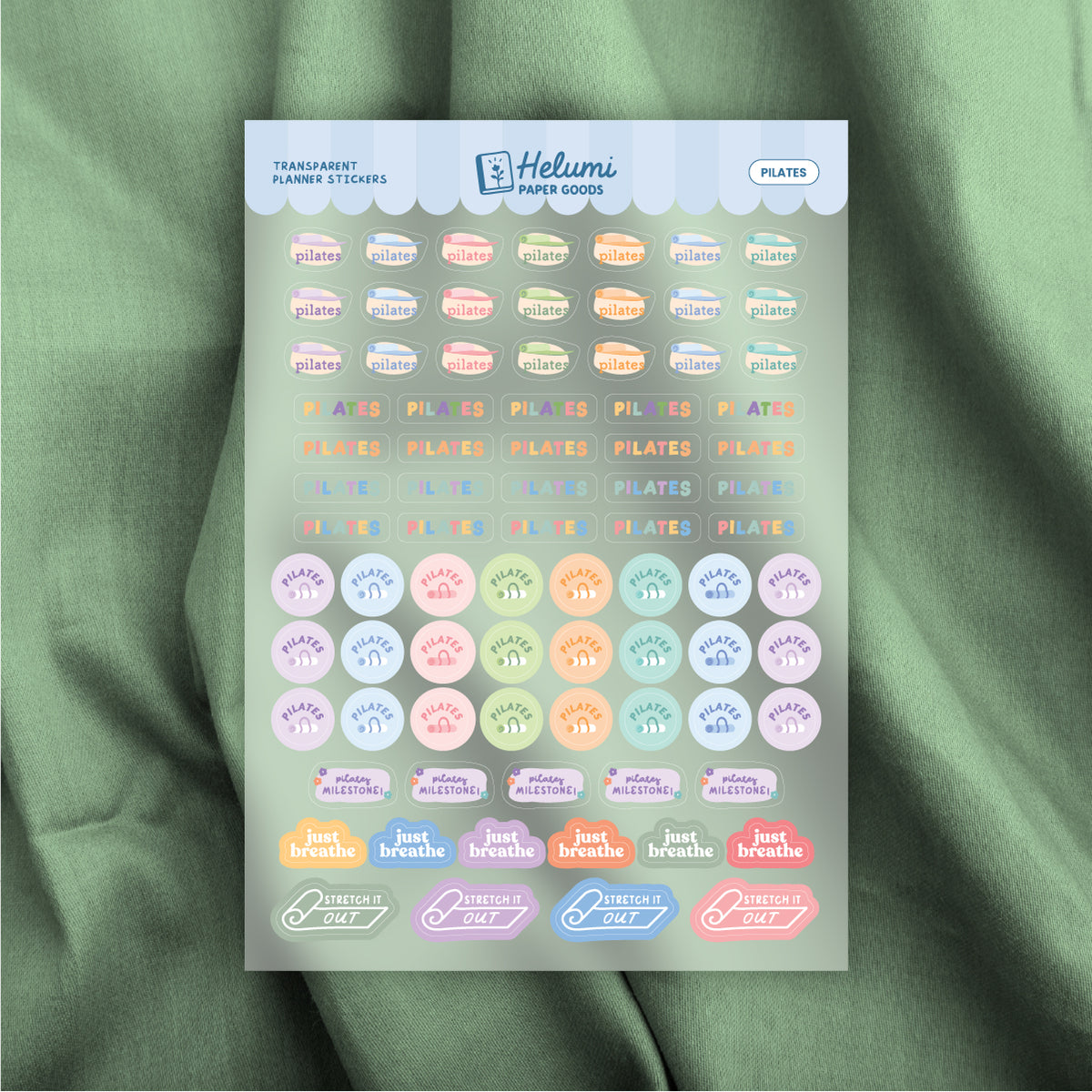 Pilates sticker sheet