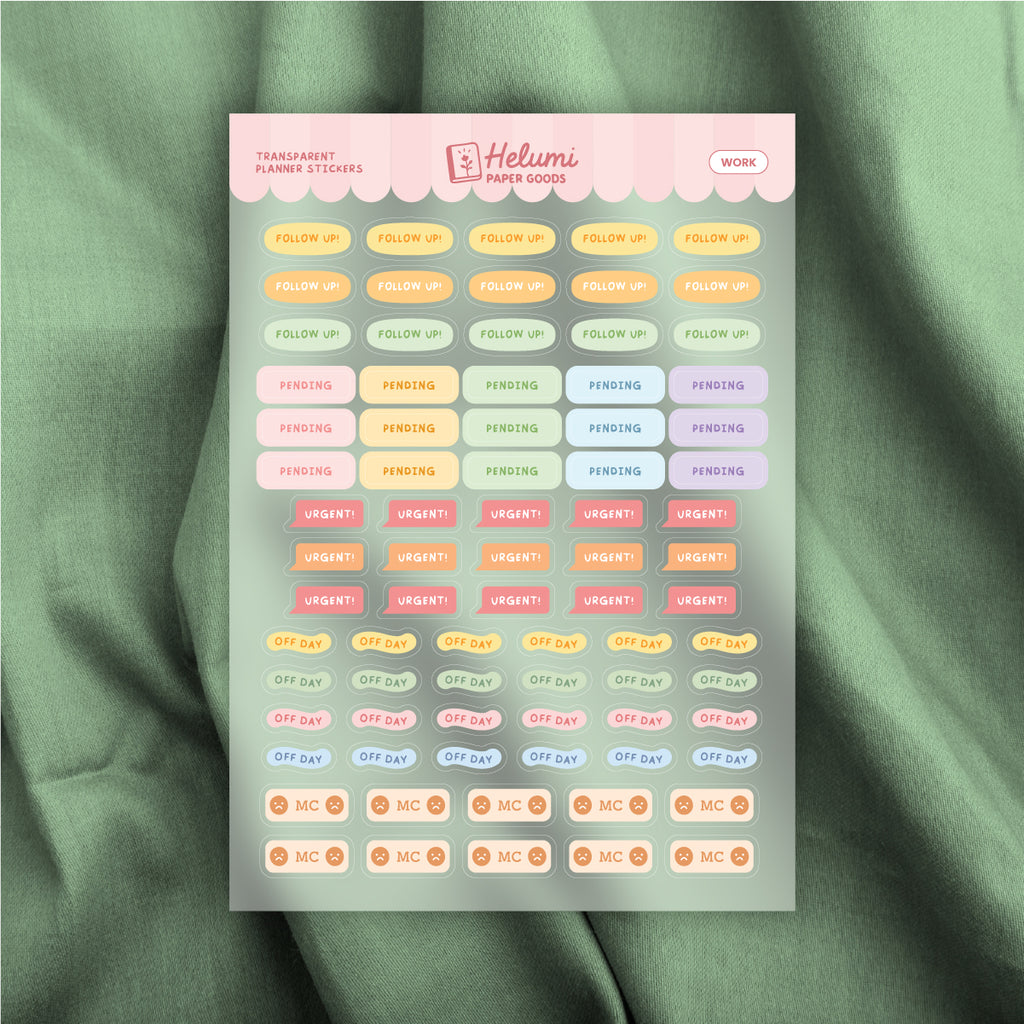 Work sticker sheet