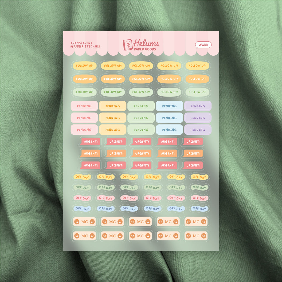 Work sticker sheet