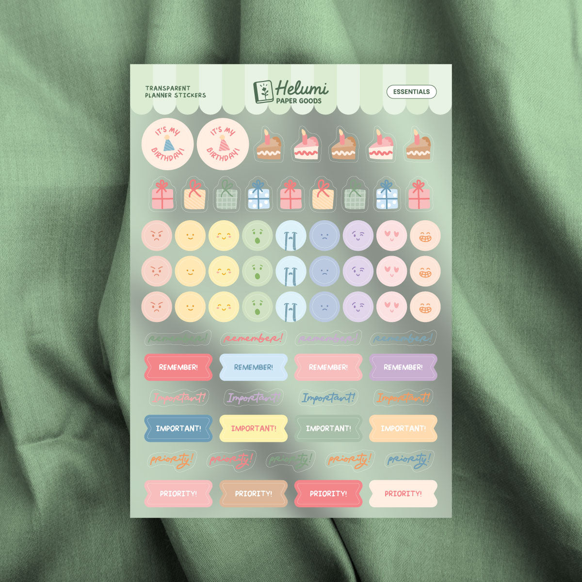 Essentials sticker sheet