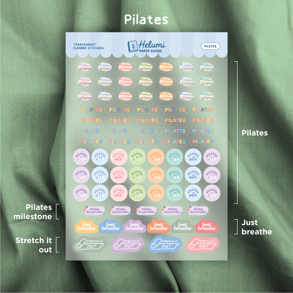 Pilates sticker sheet