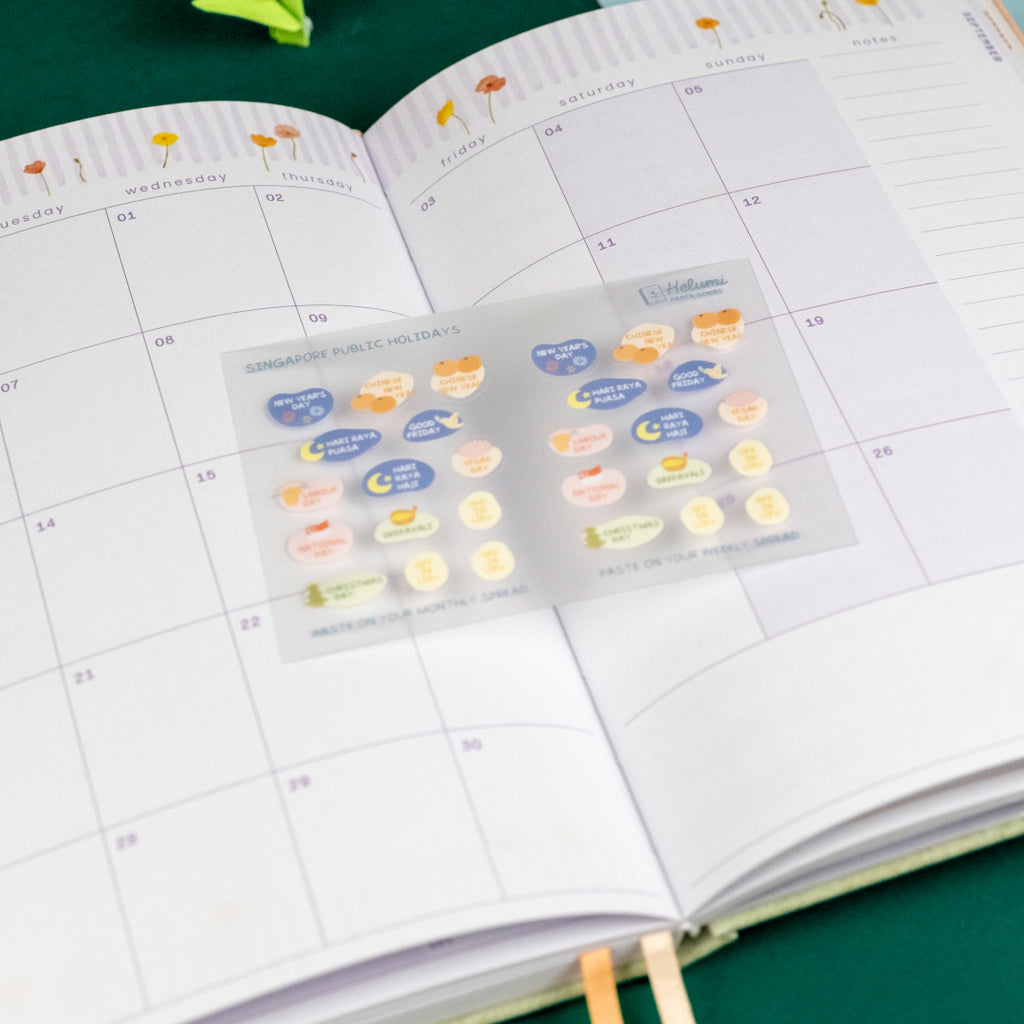 Singapore Public Holidays sticker sheet