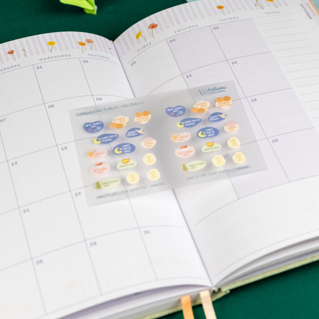 Singapore Public Holidays sticker sheet