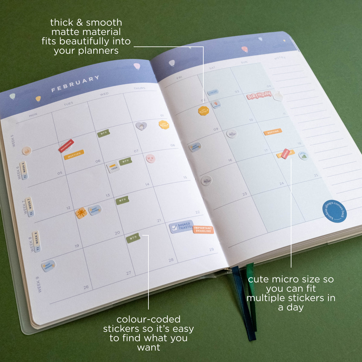 WFH (Work from Home) - Colour-coded Planner Sticker Sheet