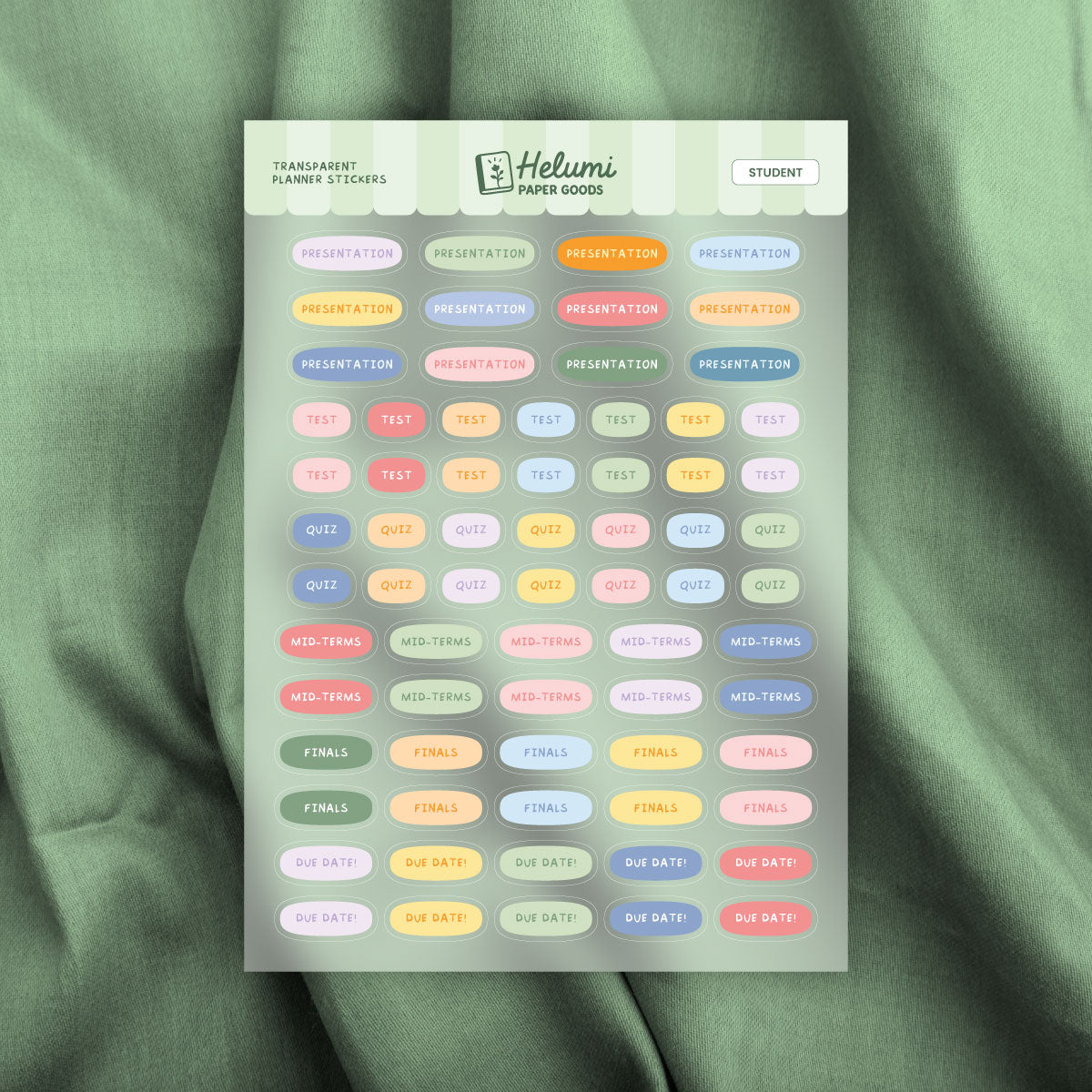 Student sticker sheet