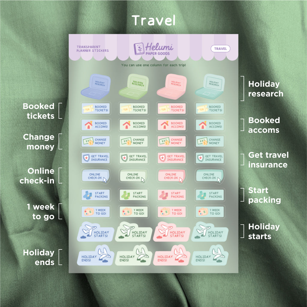 Travel sticker sheet