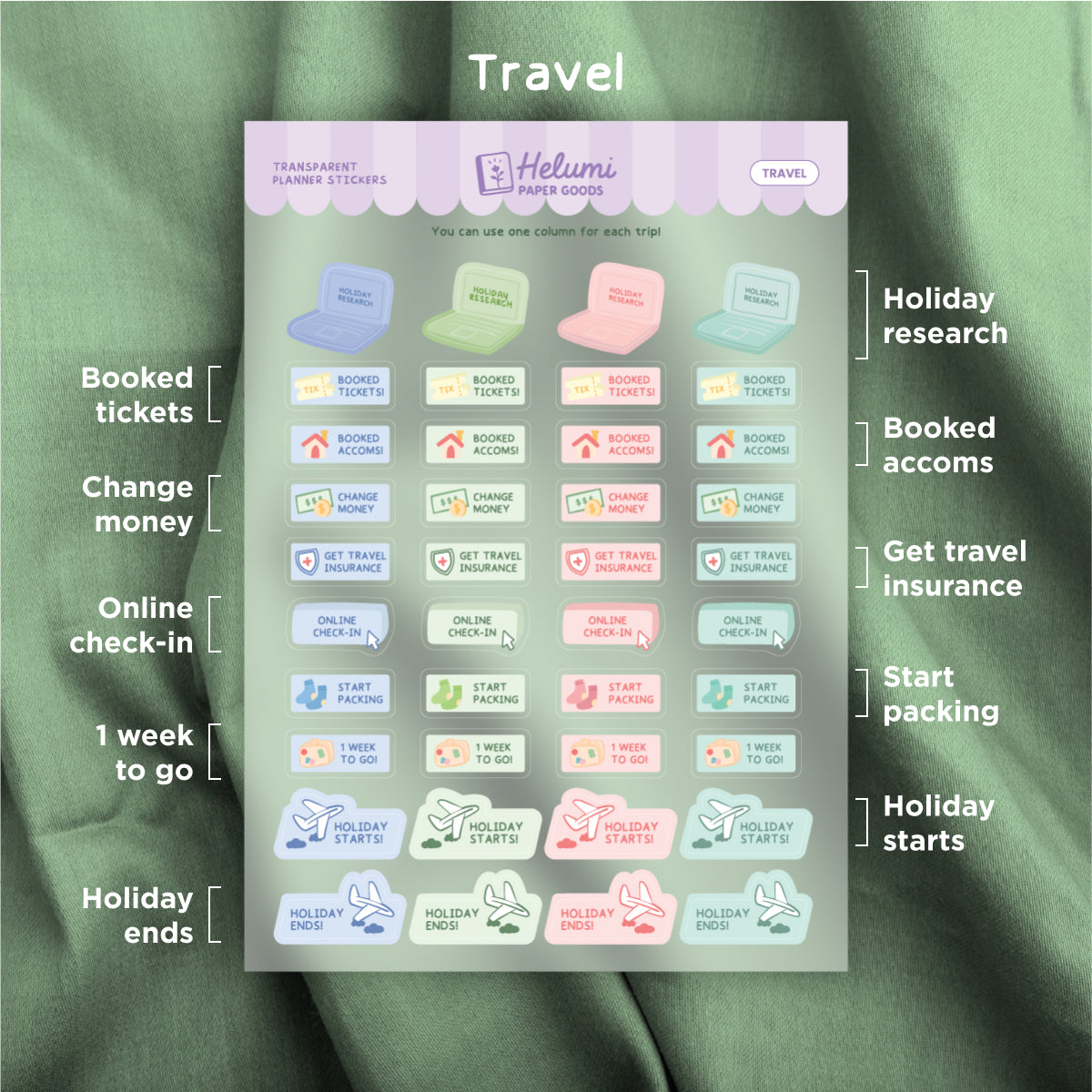 Travel sticker sheet