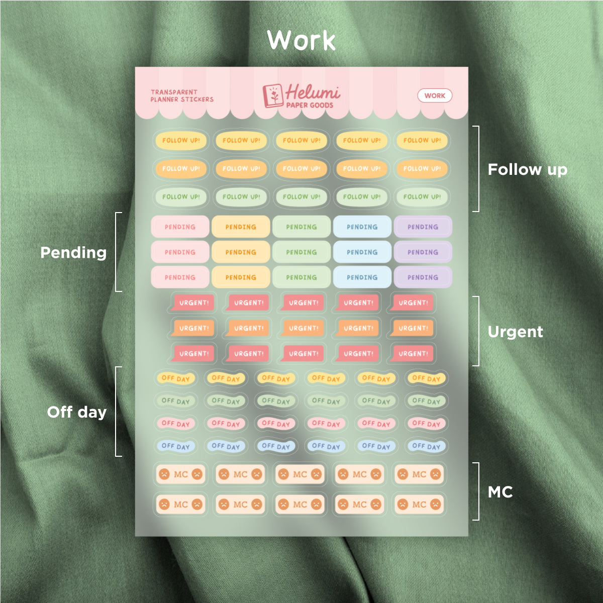 Work sticker sheet
