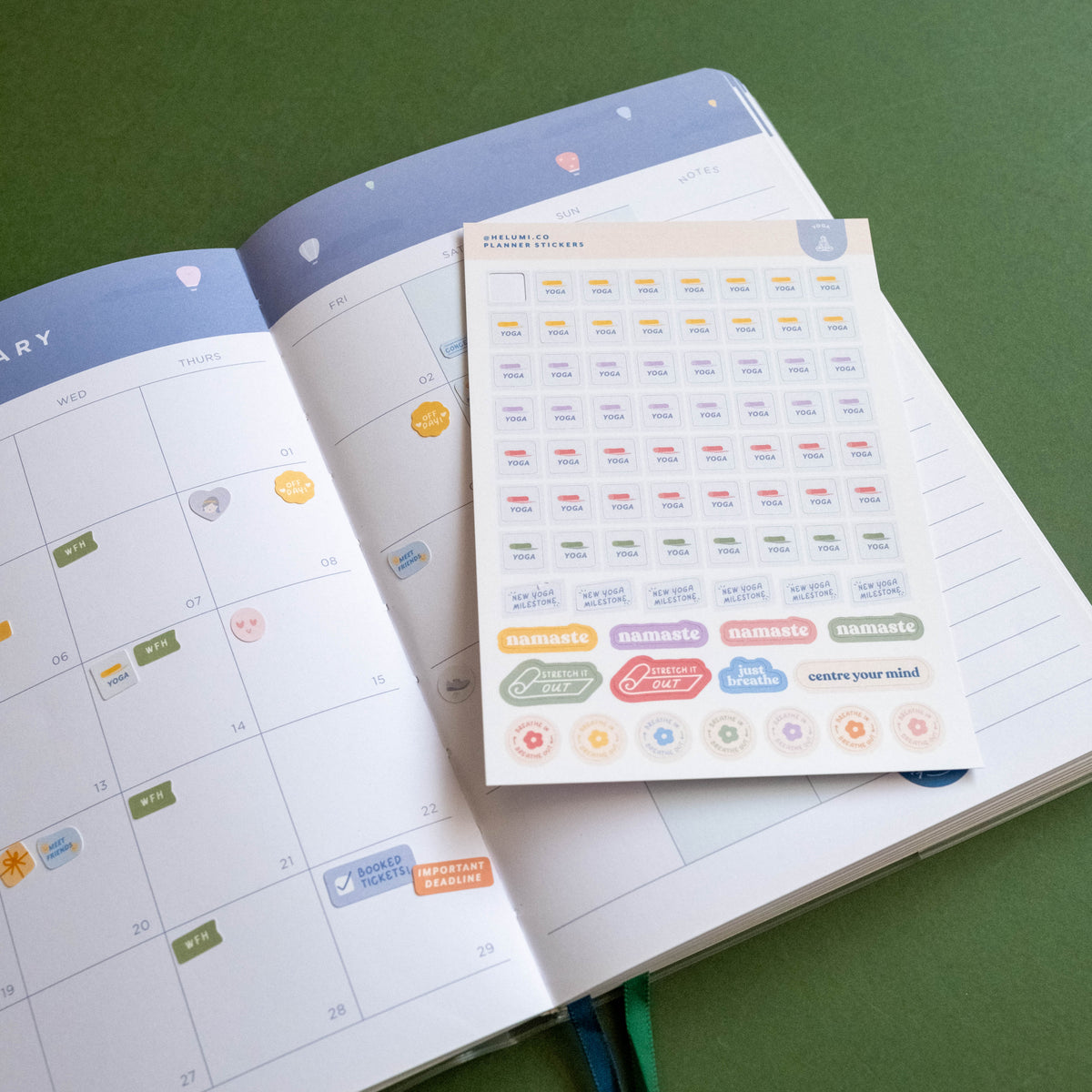 Yoga - Colour-coded Planner Sticker Sheet